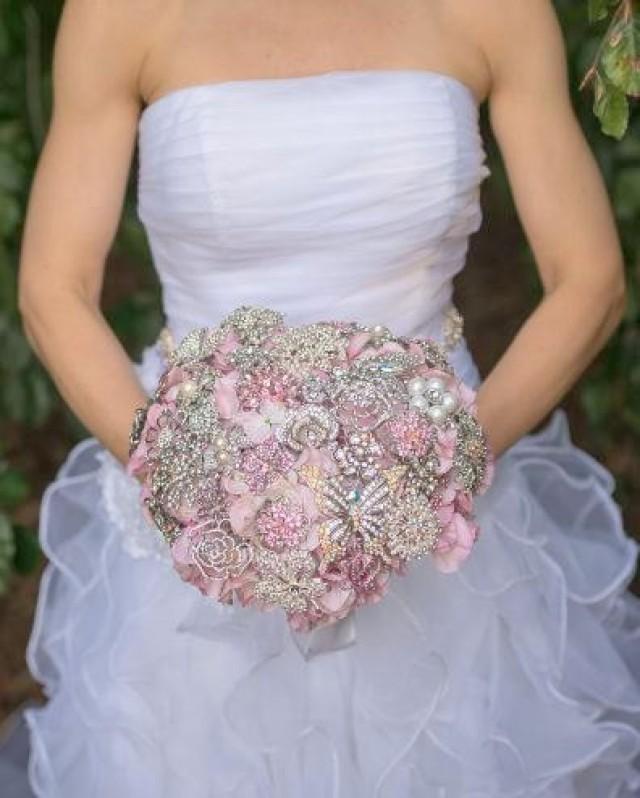 Ready to Ship! Pink and Silver Brooch Bouquet - Large (10&quot; wide) - Broach Bouquet - Wedding Bouquet - Bridal Bouquet - Deposit