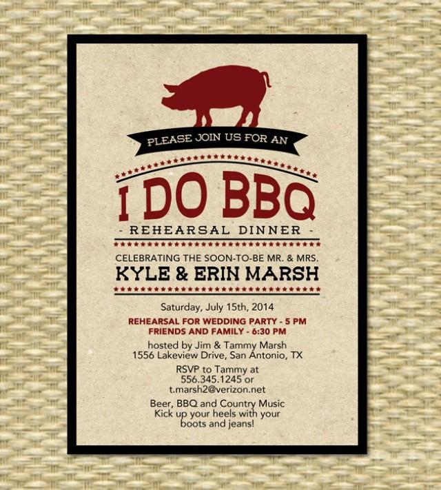 Rustic I Do BBQ Rehearsal Dinner Invitation Rustic Kraft BBQ Engagement Party Pig Roast Wedding Shower Invite, Any Color Scheme, Any Event
