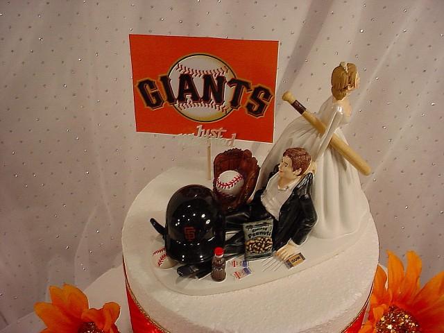 Fun Groom Wedding Cake Topper San Francisco Giants Baseball Fan Sports Custom Personalize Groom&#39;s Cake Wedding Decoration