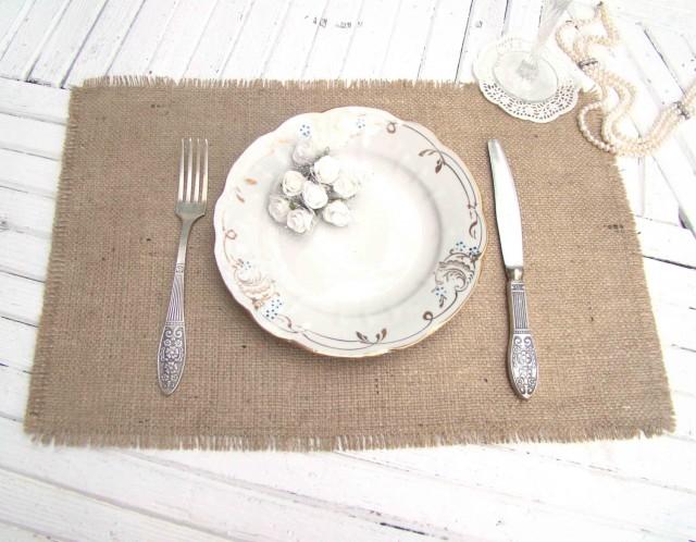 wedding photo - Burlap Wedding Table Setting Rustic Placemat Table Topper Hessian placemat Burlap Table Runner Rustic Overlay Farmhouse table decor - $4.24 USD