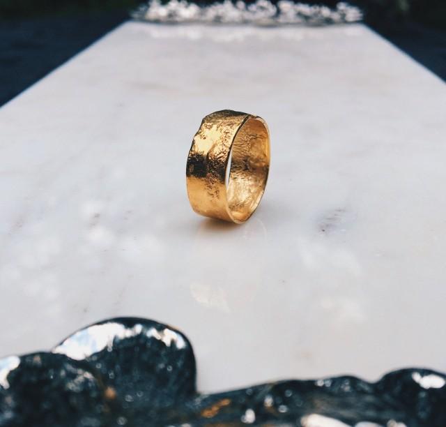 Textured Band, Rustic Ring, RINGCRUSH, Gold Wedding Band, Unique Wedding Band, Textured Gold Ring, Organic Gold Ring, Hammered Gold Ring