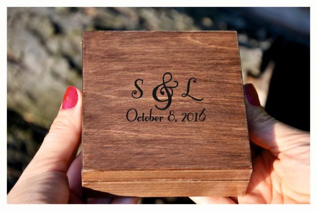 Personalized wedding ring box, Initials ring box, personalised ring box, wooden ring box, ring bearer box,engagement ring box (RX16)