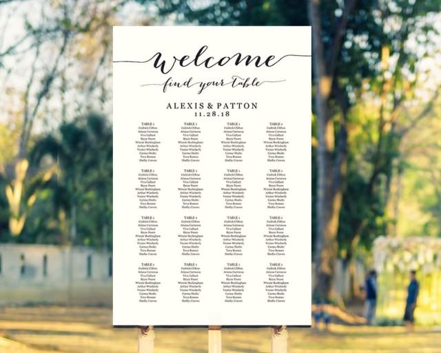 wedding photo - Welcome Wedding Seating Chart Template in FOUR Sizes, Find Your Table Wedding Seating Chart Poster, DIY Printable, Reception Sign  - $15.50 USD