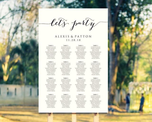 wedding photo - Let's Party Wedding Seating Chart Template in FOUR Sizes, Wedding Sign Seating Chart Poster, DIY Printable, Reception Sign  - $15.50 USD