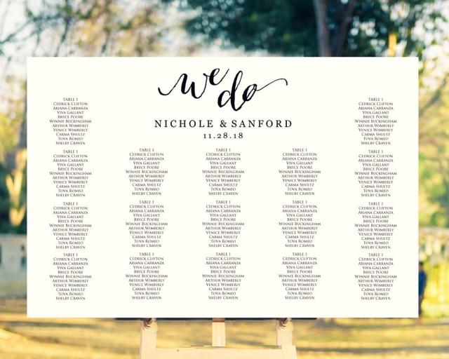 wedding photo - We Do Wedding Seating Chart Template in FOUR Sizes, Wedding Sign Seating Chart Poster, DIY Printable, Reception Sign  - $15.50 USD