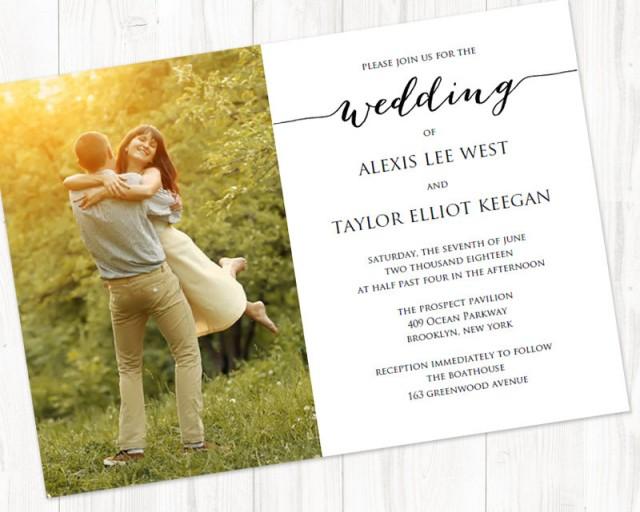wedding photo - Wedding Photo Invitation Template, INSTANT DOWNLOAD, Self Editing Invite Template, DIY Wedding Printable, Personalized Invitation  - $6.50 USD