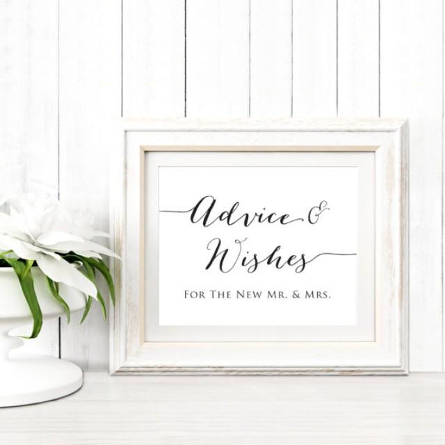 wedding photo - Advice And Wishes For The New Mr And Mrs Sign Template, DIY Sign Printable, Wedding Reception Sign, Printable Wedding Templates 