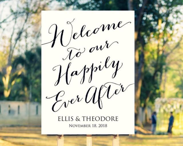 wedding photo - Welcome to Our Happily Ever After Sign, 18x24 Wedding Sign Instant Download, DIY Sign Printable, Wedding Reception Sign  - $8.00 USD