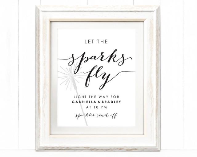 wedding photo - Let The Sparks Fly Sparkler Send Off Sign, 8x10 DIY Sign, Instant Download, Wedding Reception Sign, Editable Printable Wedding Sign  - $6.50 USD