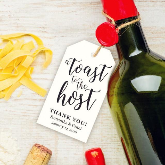 wedding photo - A Toast to the Host Tag Template ~ 2.5" x 4" ~ Hostess Gift ~ Host Gift~ Wine Champagne Bottle Gift Tag ~ Welcome Gift ~ Wedding Tags - $6.50 USD