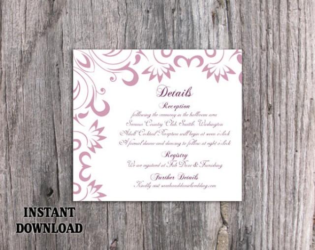 wedding photo - DIY Wedding Details Card Template Editable Word File Download Printable Purple Details Card Lavender Details Card Elegant Information Cards - $6.90 USD