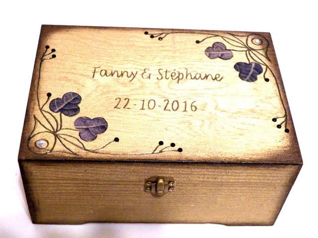 wedding photo - Wedding Ring Box, Personalized Ring Box, Wedding Gift, Wooden Box, Personalized Box, Custom Ring Box, Engraved Box, Names Ring Box, Date Box - $26.00 EUR
