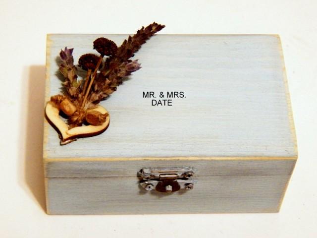 wedding photo - Rustic Ring Box, Wedding Ring Box, Wedding Wooden Box, Engagement Ring Box, Ring Bearer Box, Ring Box Set, Blue Ring Box, Rustic Ring Holder - $20.00 EUR