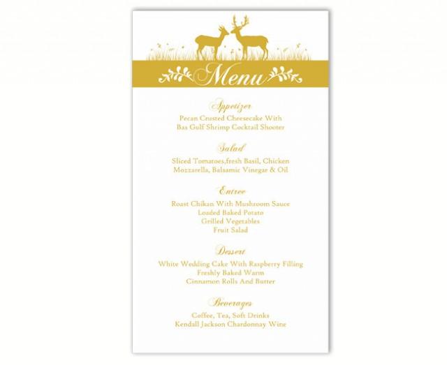wedding photo - Wedding Menu Template DIY Menu Card Template Editable Text Word File Instant Download Gold Menu Reindeer Menu Card Printable Menu 4 x 7inch - $6.90 USD