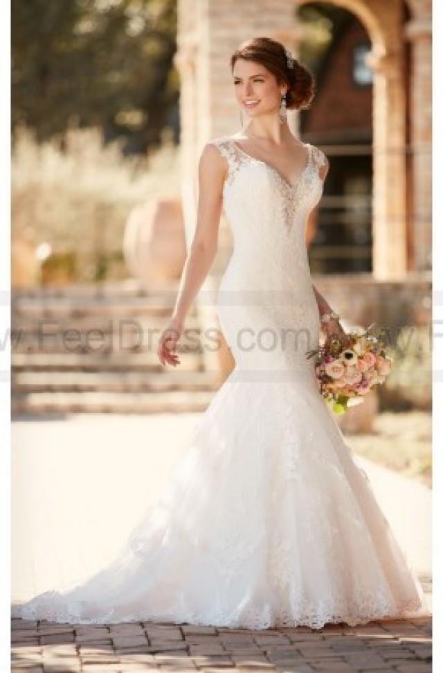 wedding photo - Essense of Australia Fit And Flare Wedding Dress With Cap Sleeves Style D2162
