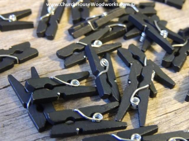 wedding photo - Pack of 100 Mini Black Clothespins