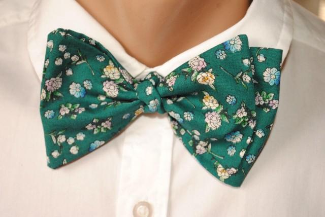 wedding photo - for men for women gift for him gift green self tie green bow tie men's bow tie groom's bow tie green pocket square green floral necktie akdj - $10.11 USD