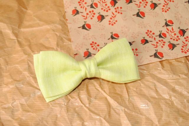wedding photo - lime bow tie lime chambray linen bow tie lime green bowtie lime wedding groom's necktie groom's pocket square toddler groomsmen linen ties - $8.11 USD