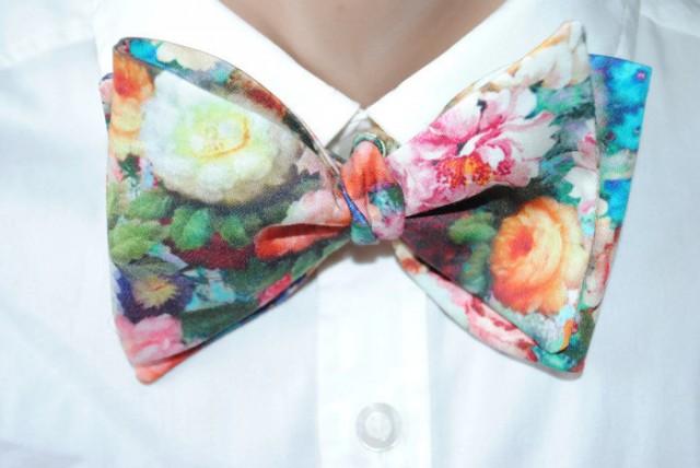 wedding photo - Valentines Floral self tie bow tie Valentine's day gift Valentines day Valentines gifts Boyfriend Vday Engagement Self-tie bow ties hjrte - $10.12 USD