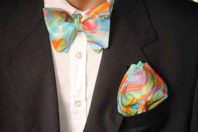 wedding photo - rainbow wedding rainbow self tie bow tie men's bow tie groom's bow tie pre tied bow tie clip on bow tie father and son matching bow ties bfd - $10.32 USD