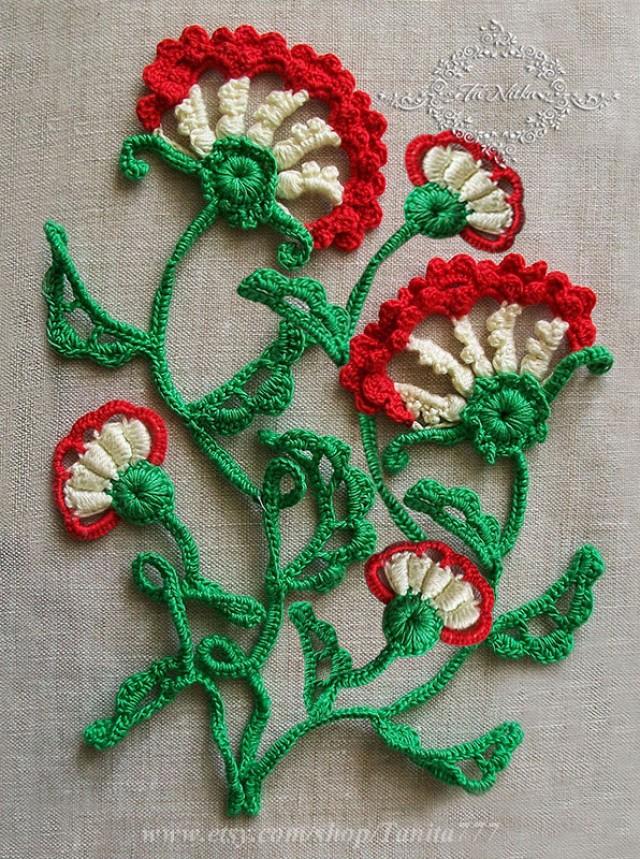 wedding photo - Crochet Flowers Applique Irish Lace Handwork Knitted Decoration Clothes Finishing Trim - $25.00 USD