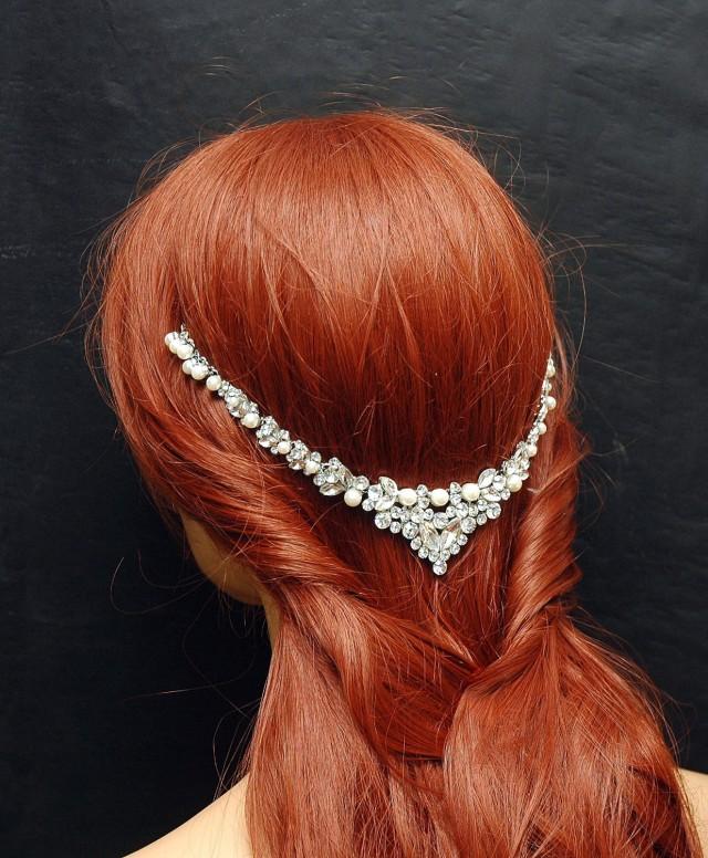 wedding photo - Bridal Hair Accessories, Wedding Pearl Headpiece, Beach Wedding Headband, Wedding Hair Accessory Pearl Headband, Prom, Bridal Hair Jewelry - $67.00 USD