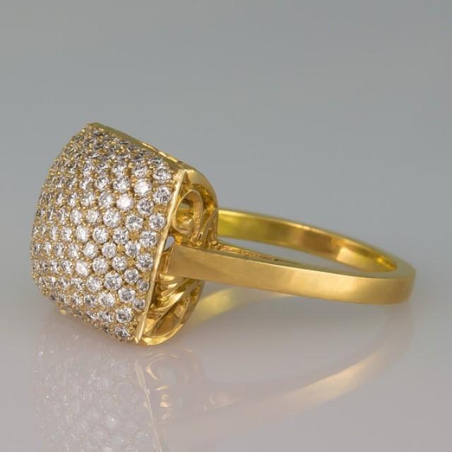 wedding photo - Statement ring - Diamond ring - Full Diamonds ring - Statement jewelry - diamond pillow ring - 18k gold - April's birthstone