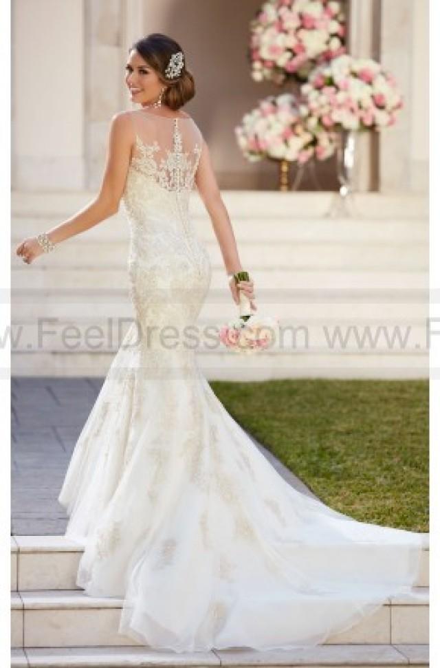 wedding photo - Stella York Fit And Flare Wedding Dress With Illusion Neckline Style 6298
