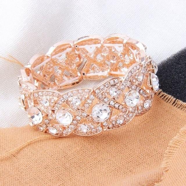 wedding photo - Rose Gold Wedding Jewelry Bridal Bracelet