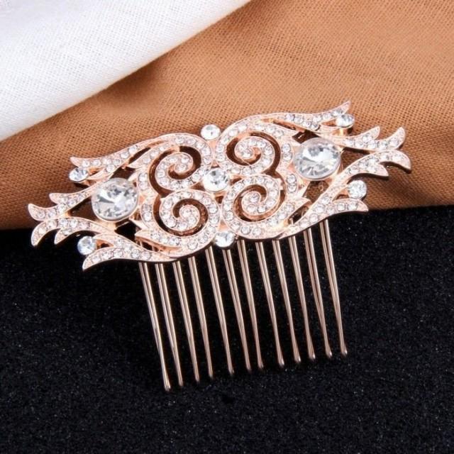 wedding photo - Rose Gold Hair Accessories Bridal Hair Comb Wholesale