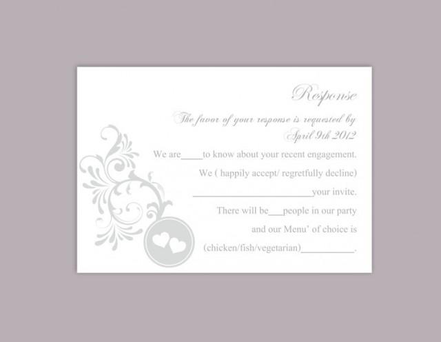 wedding photo - DIY Wedding RSVP Template Editable Word File Instant Download Rsvp Template Printable RSVP Cards Gray Silver Rsvp Card Elegant Rsvp Card - $6.90 USD