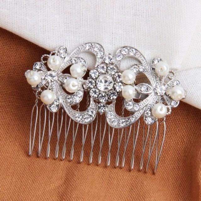 wedding photo - Bridal Hair Comb Pearl Hairpiece For Brides