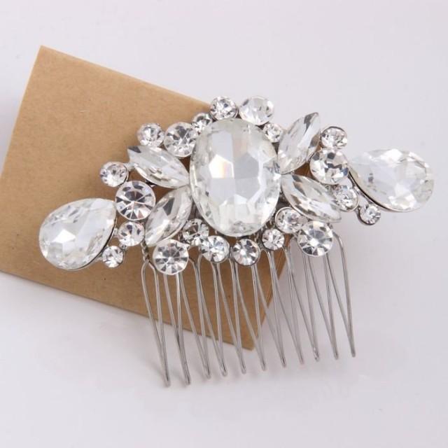 wedding photo - Crystal Wedding Hair Clip Bridal Combs Silver