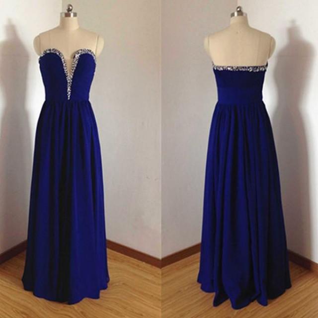 wedding photo - royal blue prom Dress,chiffon Prom Dress,cheap prom dress,evening dress,Long prom dress,BD1027
