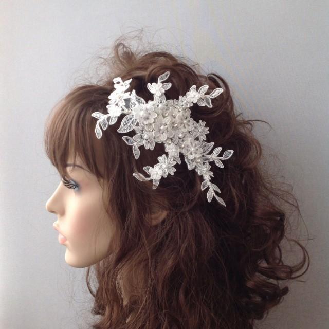 wedding photo - Ivory Bridal Comb, Bridal Comb Headpiece, Crystal Bridal Comb, Flower Wedding Comb, Wedding Hair Piece, Bridal Comb - $55.00 USD