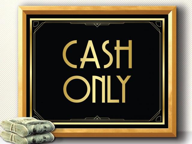 Bar Sign Cash Only Sign Art Deco Great Gatsby Roaring 20s
