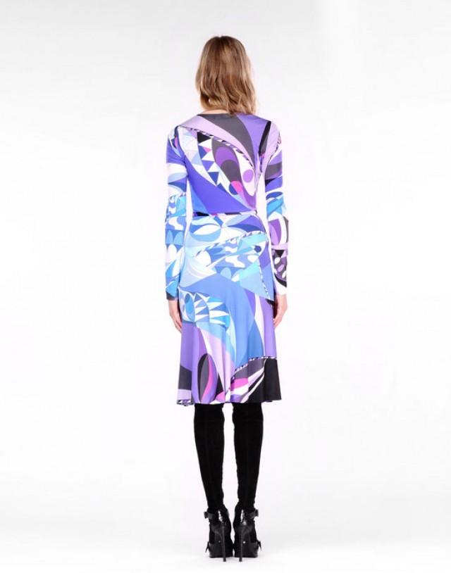 Emilio Pucci Purple Astana Print Midi-length Jersey Dress