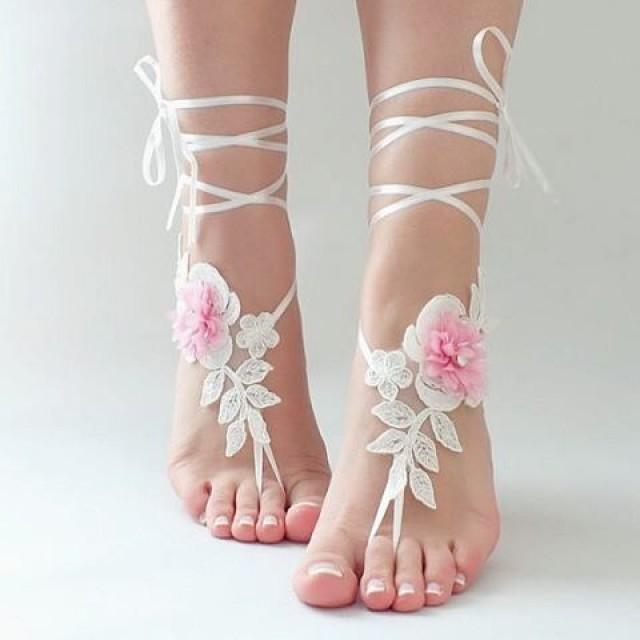 wedding photo - Lace barefoot sandals