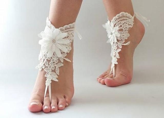 wedding photo - Lace barefoot sandals