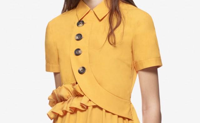 Self Portrait Button Shirt Dress Mustard