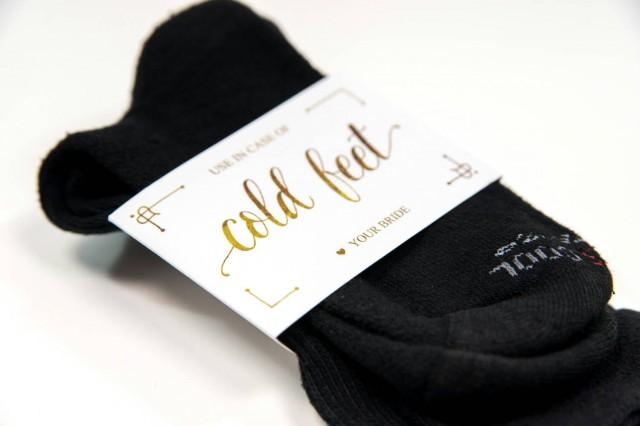 wedding photo - Cold Feet Sock Wrapper