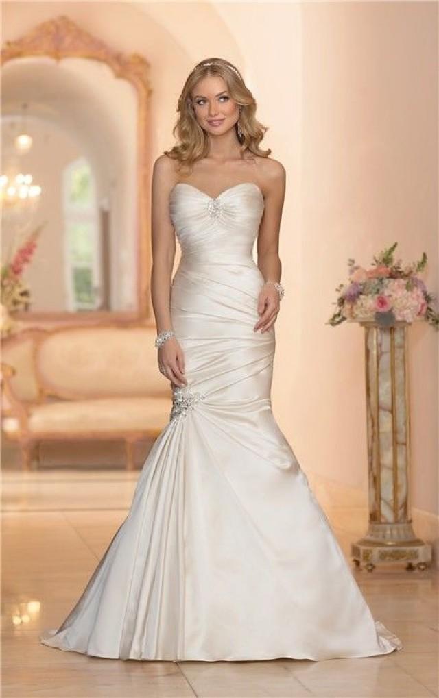 Satin ruched wedding best sale dress
