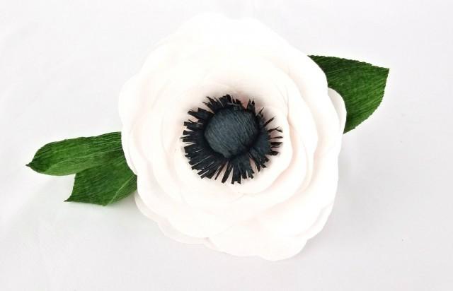 wedding photo - Anemone, Paper anemones with crepe paper leaves, Anemone paper flowers, Coffee filter flowers, Nursery floral decor, Wedding decor - $3.20 USD