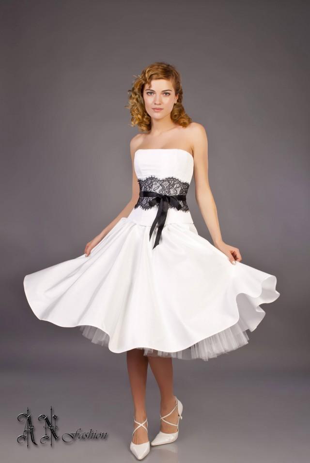 black and white tea length dress