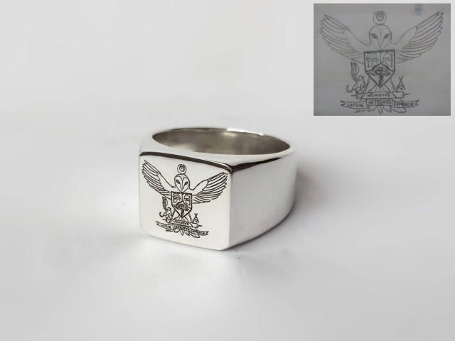 wedding photo - Coat of Arms Family Crest Ring, Crest Engraved Ring, Personalized Ring, Picture Ring, Signet Ring, Special Gift for your man, Pinky Ring - $64.00 USD
