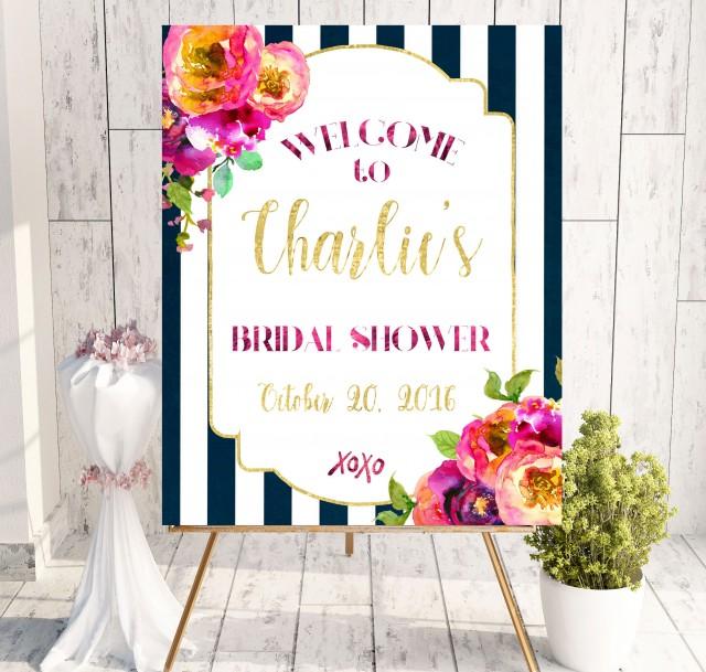wedding photo - Instant Download Bridal Shower Welcome Sign Hot pink Bridal Shower xoxo decoration Chalkboard Bridal Shower banner Welcome Sign idbs39 - $10.00 USD