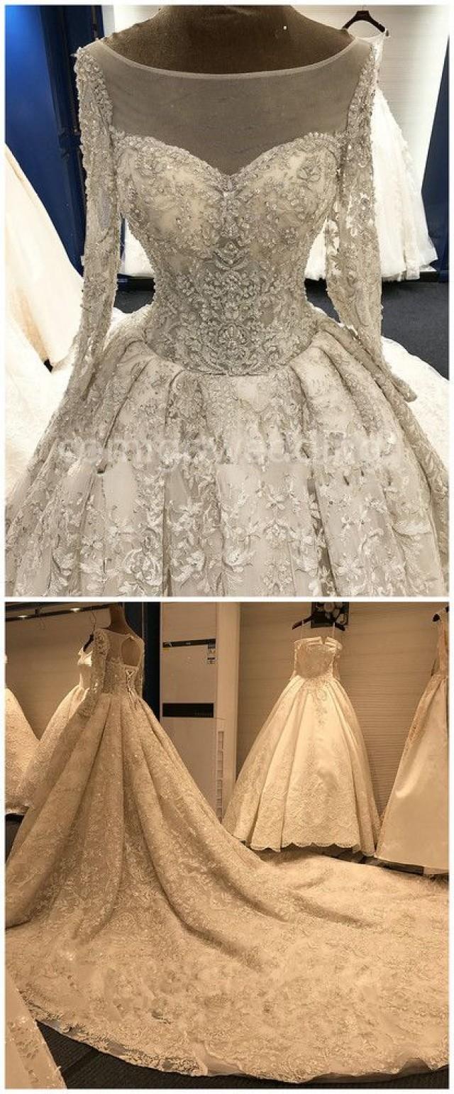 wedding photo - Big Long Train Luxury Real Photos Wedding Dresses Amanda Novias White Wedding Gowns Bridal Dresses