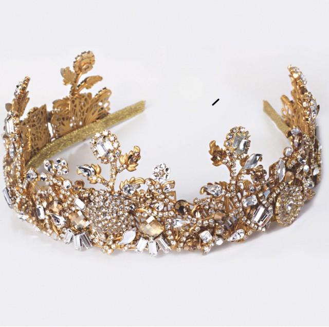 wedding photo - Bridal crown, swarovski crystal wedding crown, crystal wedding tiara, bridal tiara, corona, wedding crown, bridal headpiece, crystal crown
