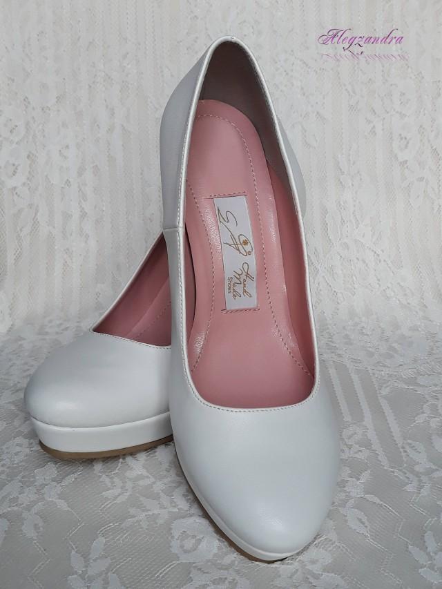 wedding photo - White Platform Wedding Shoes, White Bridal Shoes,White Platform Wedding Shoes,Bridesmaid Shoes,Luxury Handmade Wedding Shoes, Prom Shoes - $74.99 USD