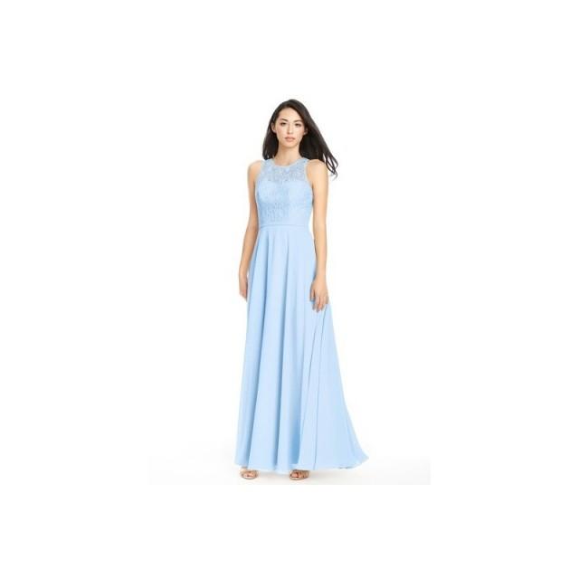 wedding photo - Sky_blue Azazie Frederica - Keyhole Scoop Chiffon And Lace Floor Length Dress - Cheap Gorgeous Bridesmaids Store